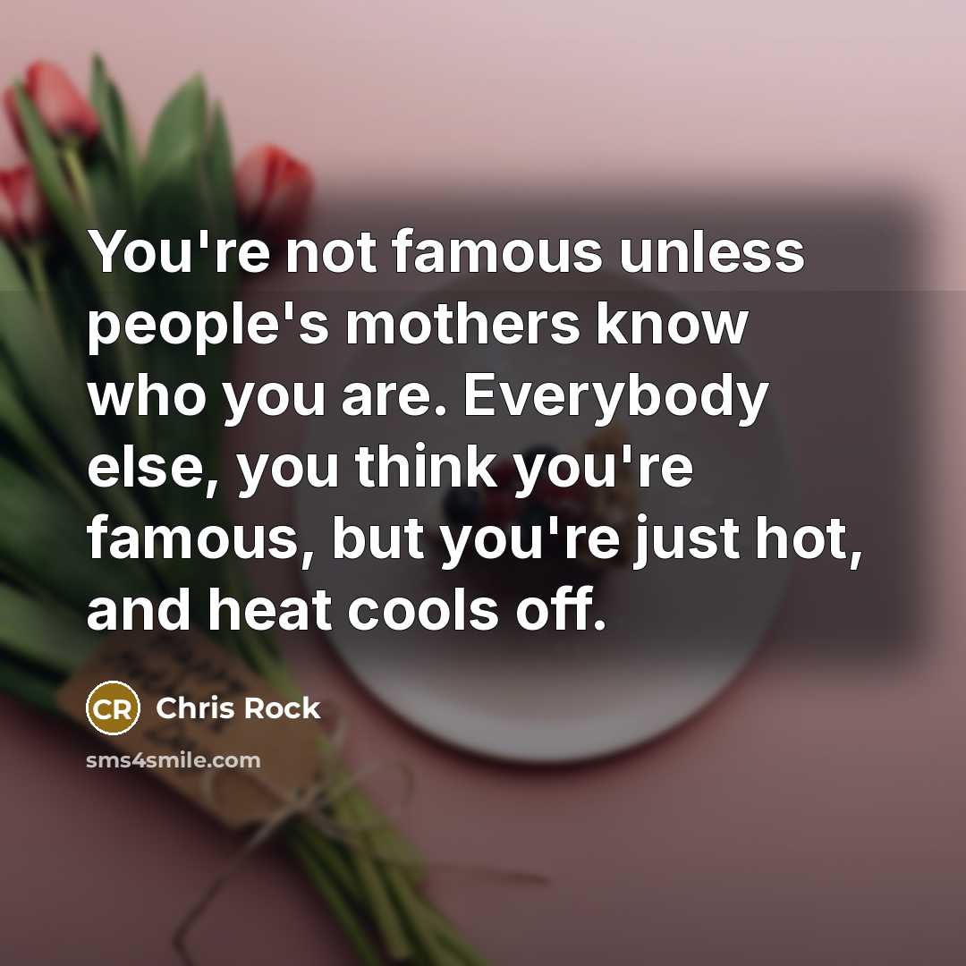 “You're not famous unless people's mothers know who you are.…” quote by Chris Rock