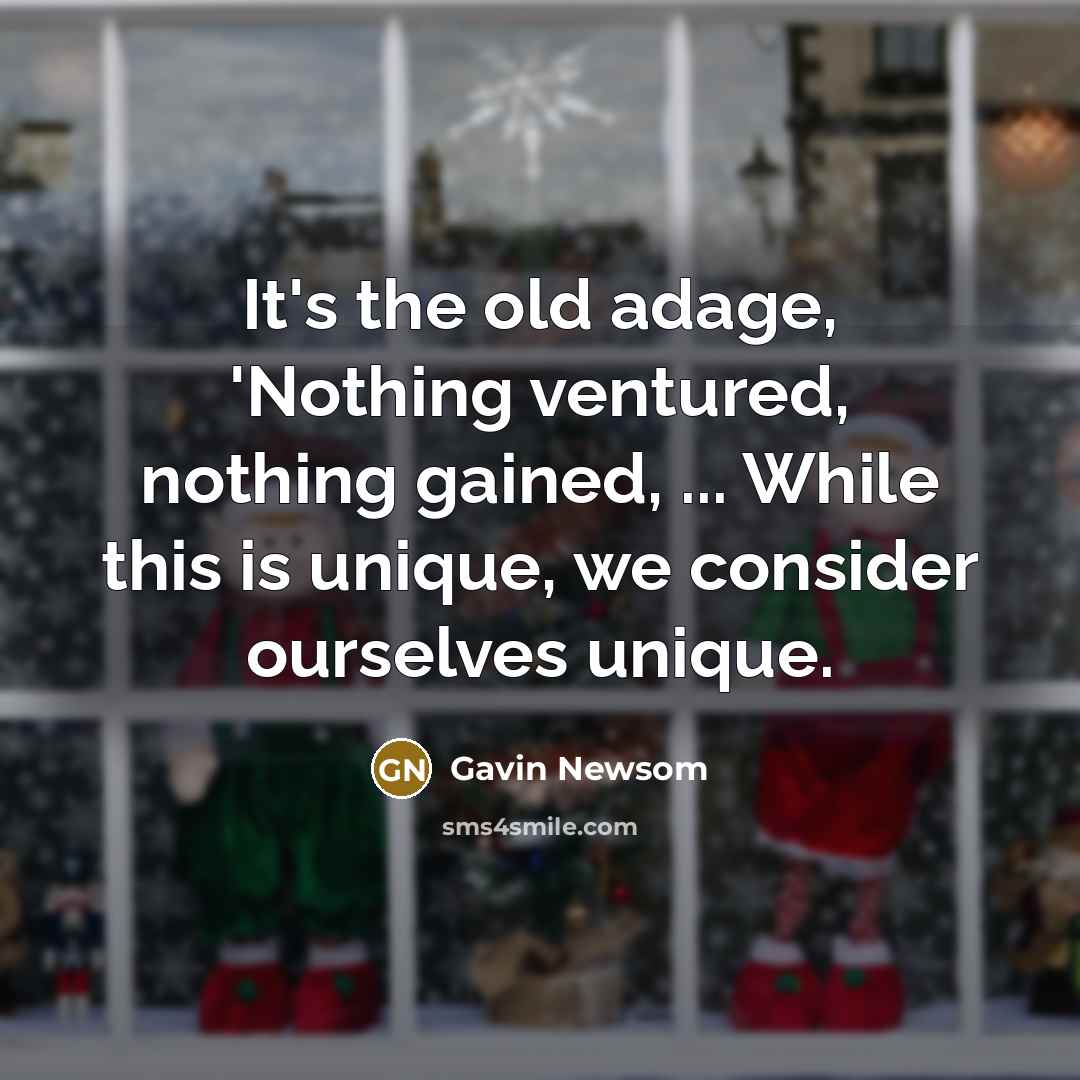 “It's the old adage, 'Nothing ventured, nothing gained, ... While…” quote by Gavin Newsom
