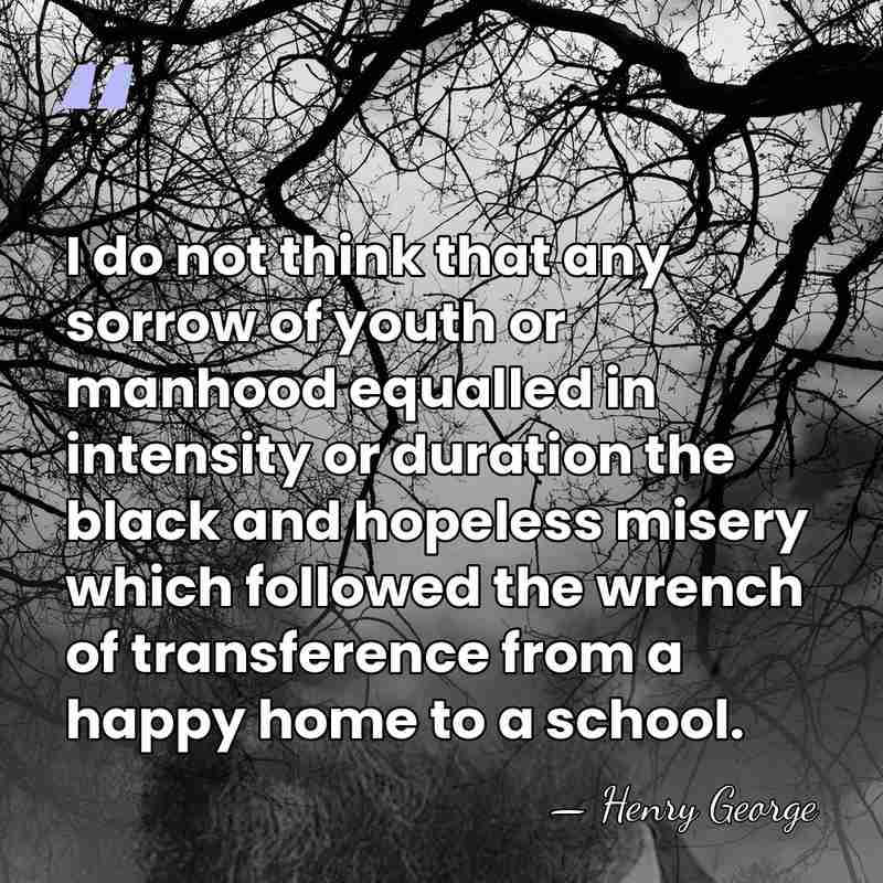 I do not think that any sorrow of youth or manhood equalled&hellip; - Henry George