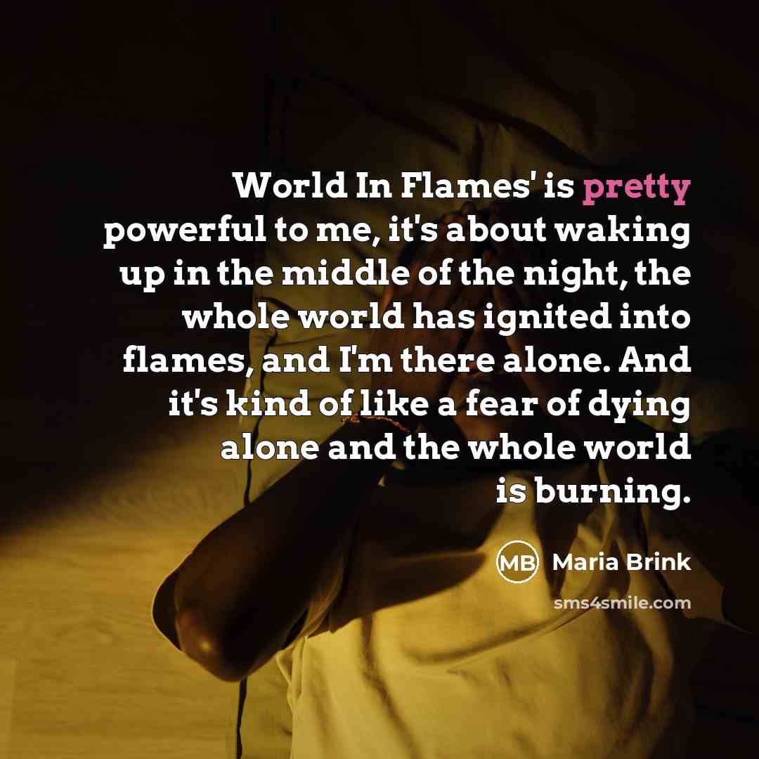 “World In Flames' is pretty powerful to me, it's about…” quote by Maria Brink