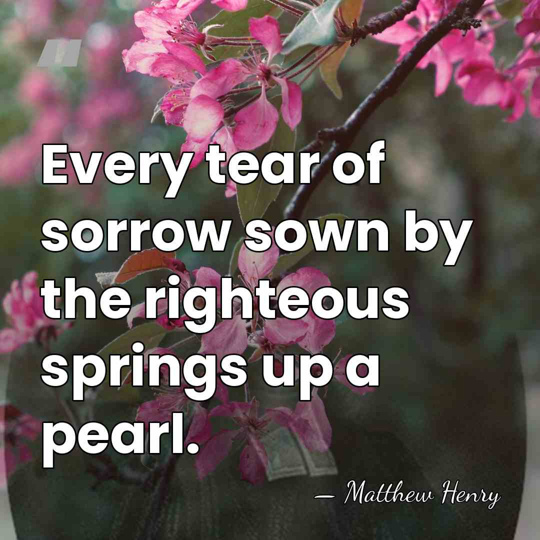 Every tear of sorrow sown by the righteous springs up a pearl. - Matthew Henry