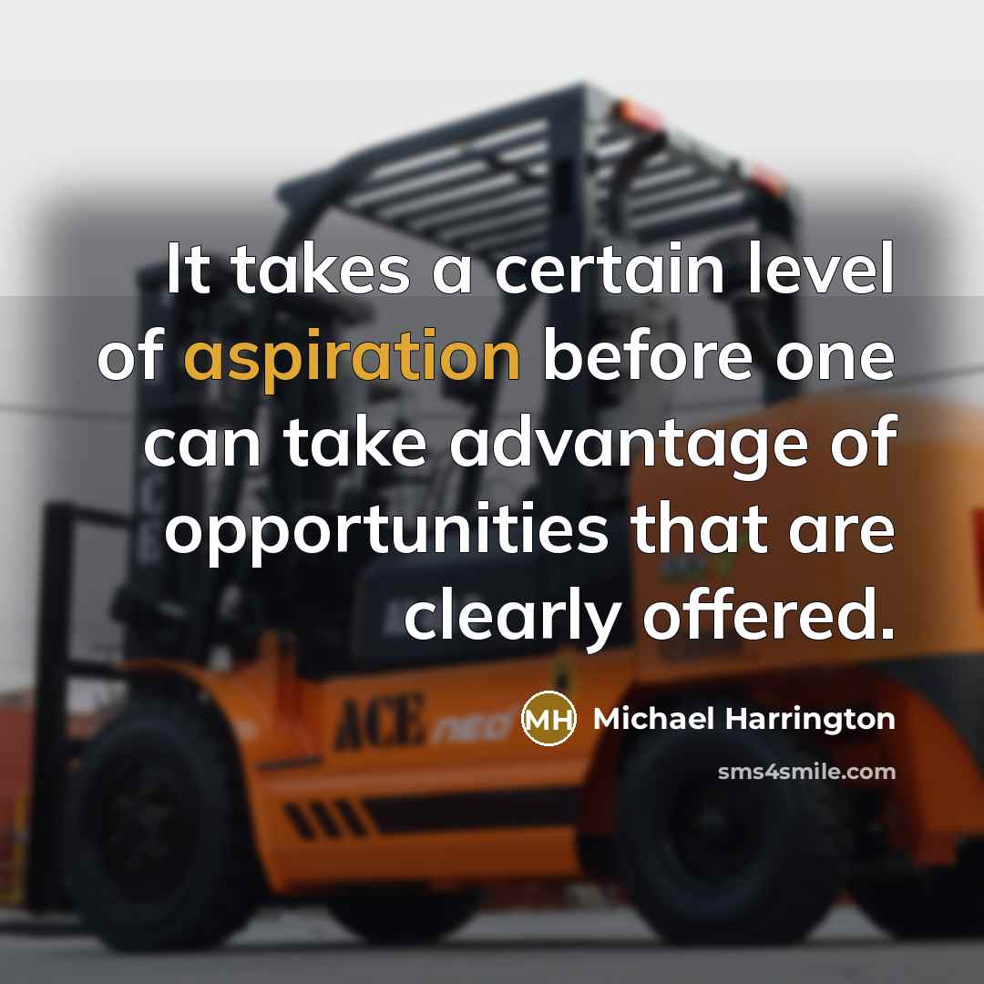 “It takes a certain level of aspiration before one can…” quote by Michael Harrington