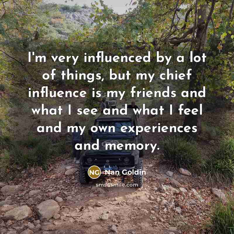 “I'm very influenced by a lot of things, but my…” quote by Nan Goldin