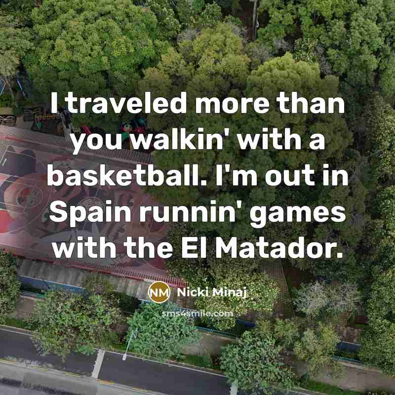 “I traveled more than you walkin' with a basketball. I'm…” quote by Nicki Minaj