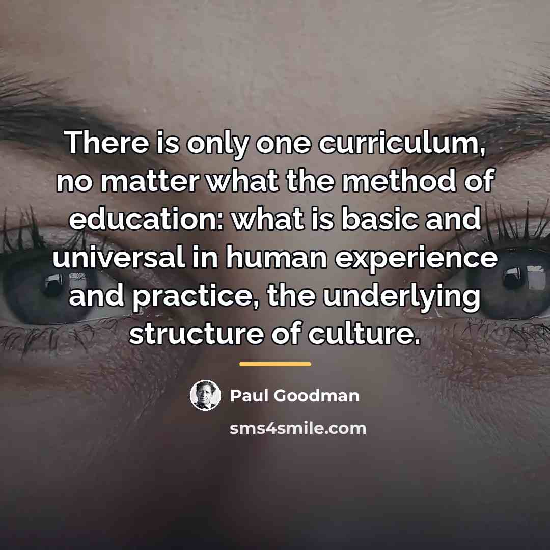 “There is only one curriculum, no matter what the method…” quote by Paul Goodman