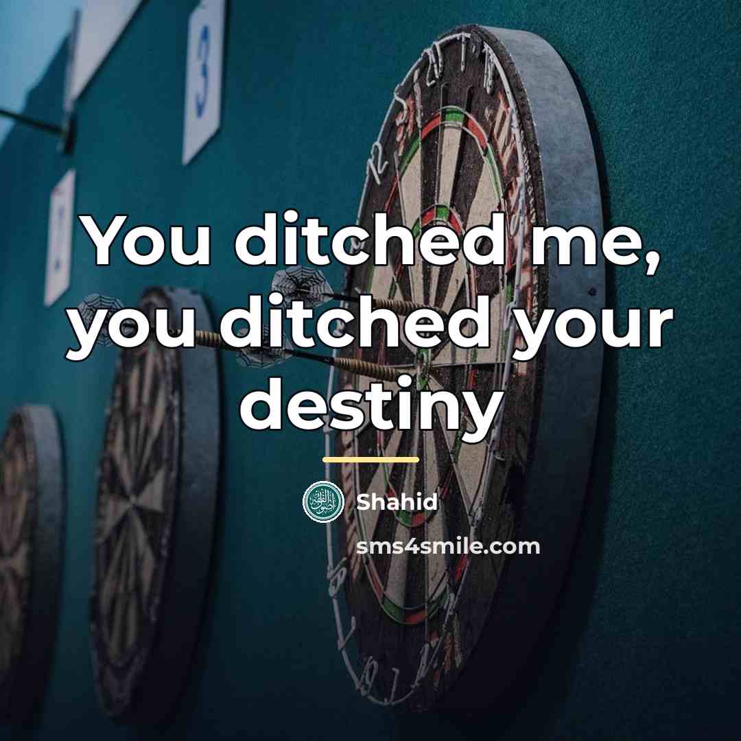 “You ditched me, you ditched your destiny…” quote by Shahid