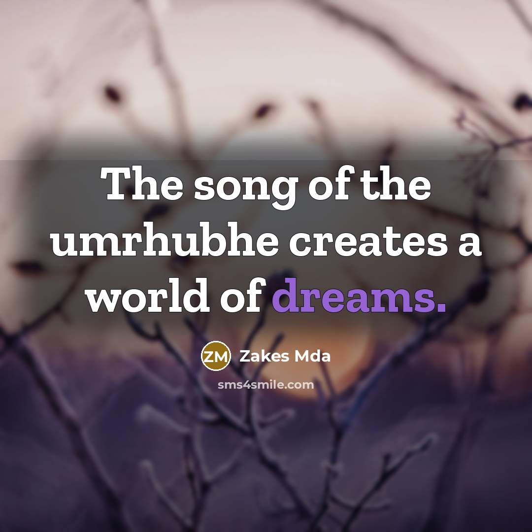 “The song of the umrhubhe creates a world of dreams.…” quote by Zakes Mda