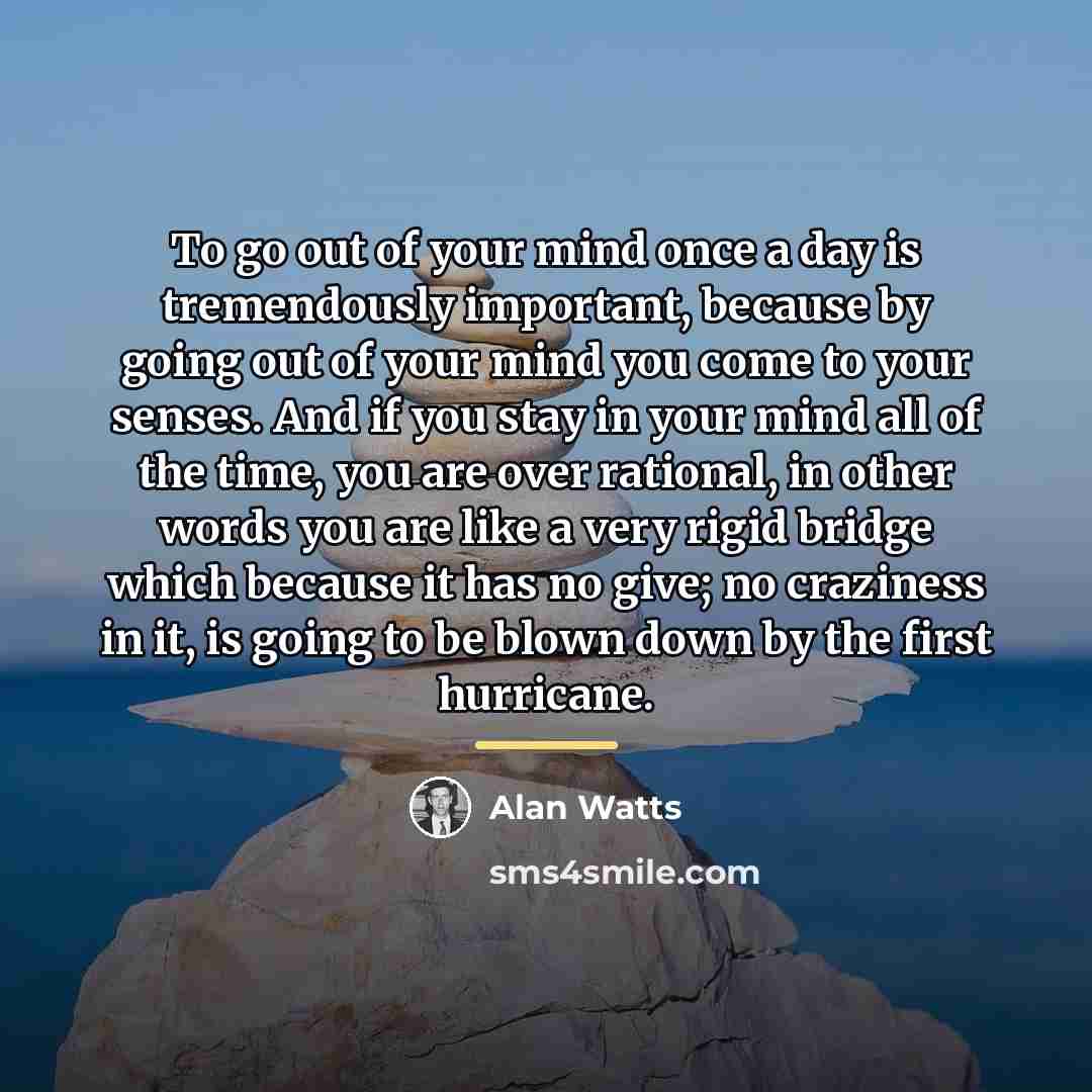 “To go out of your mind once a day is…” quote by Alan Watts