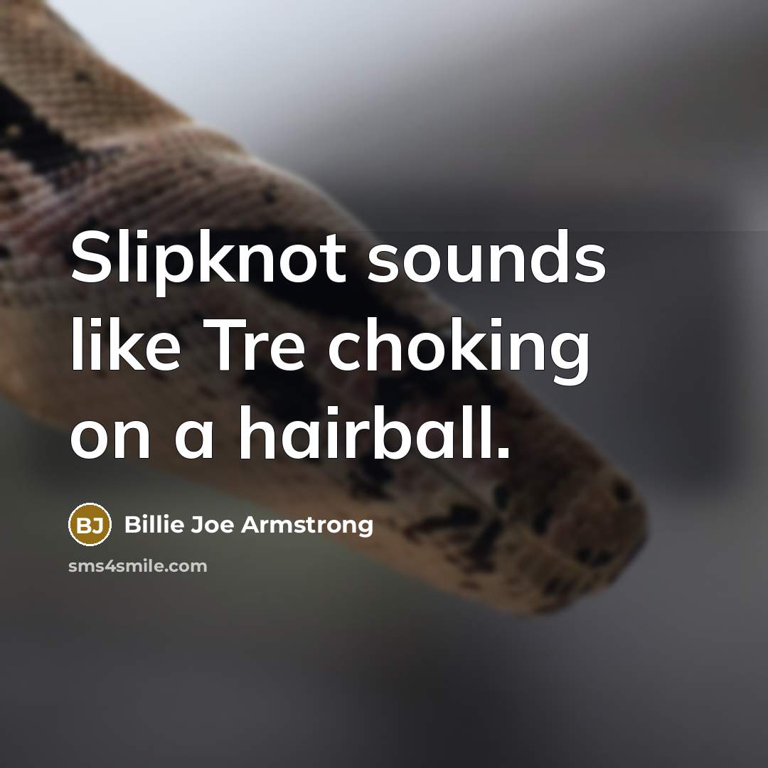 “Slipknot sounds like Tre choking on a hairball.…” quote by Billie Joe Armstrong