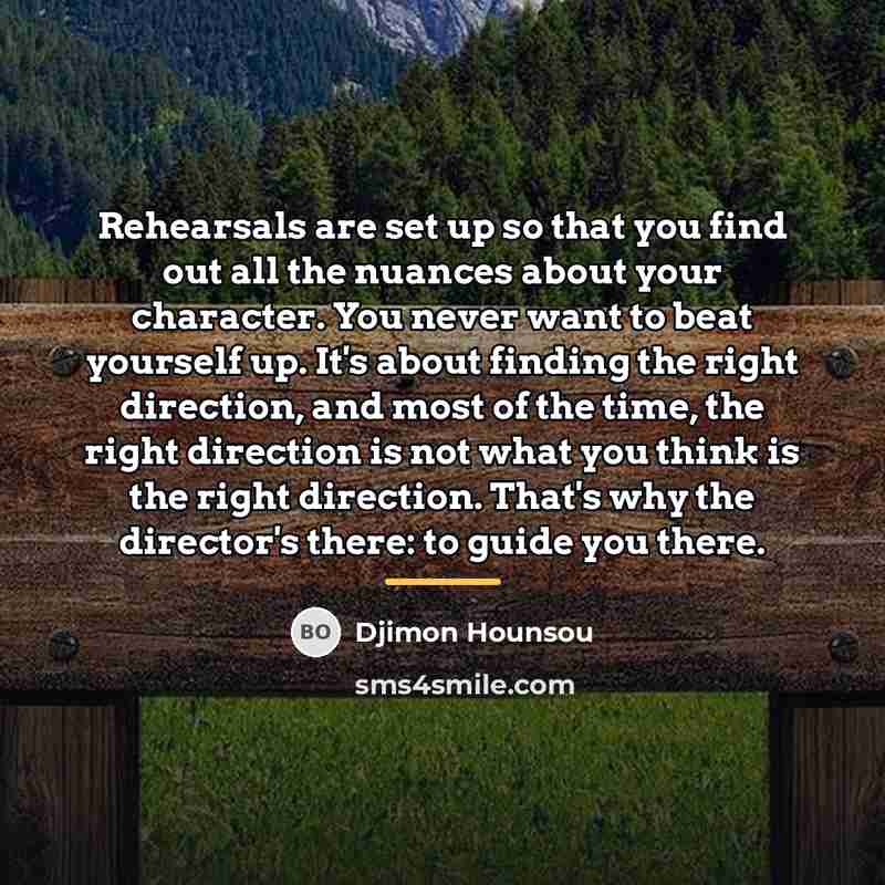 “Rehearsals are set up so that you find out all…” quote by Djimon Hounsou