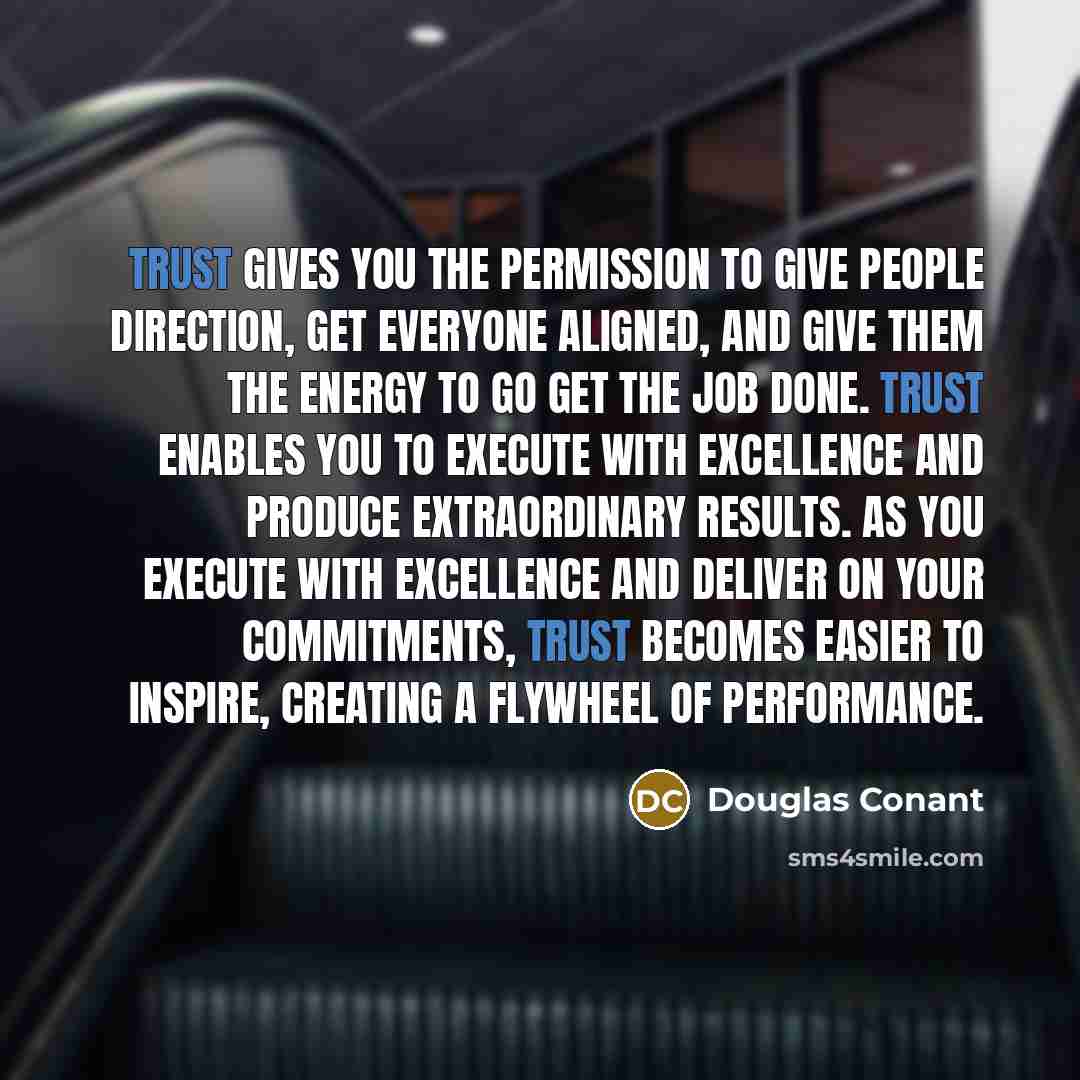 “Trust gives you the permission to give people direction, get…” quote by Douglas Conant