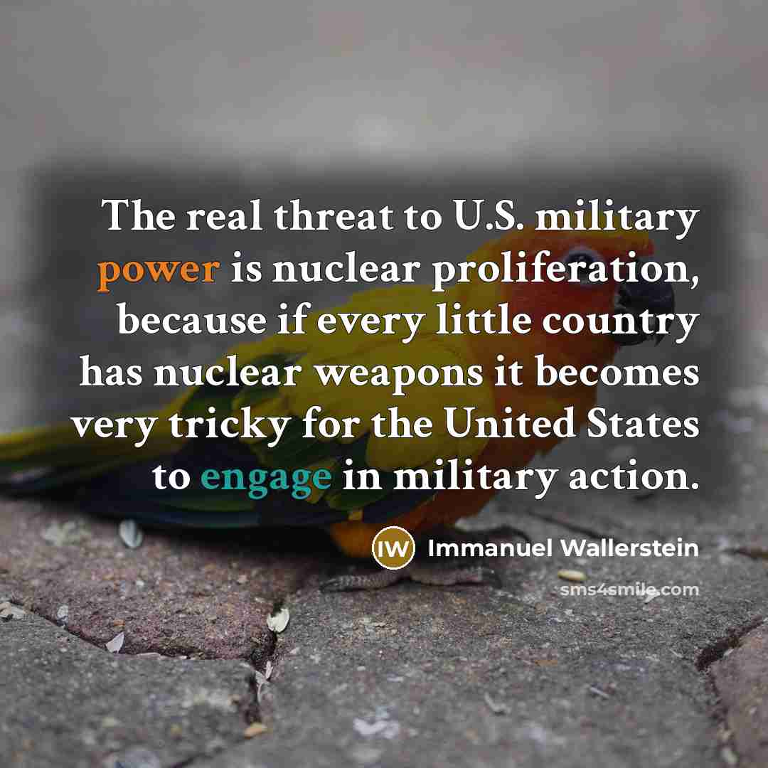 “The real threat to U.S. military power is nuclear proliferation,…” quote by Immanuel Wallerstein