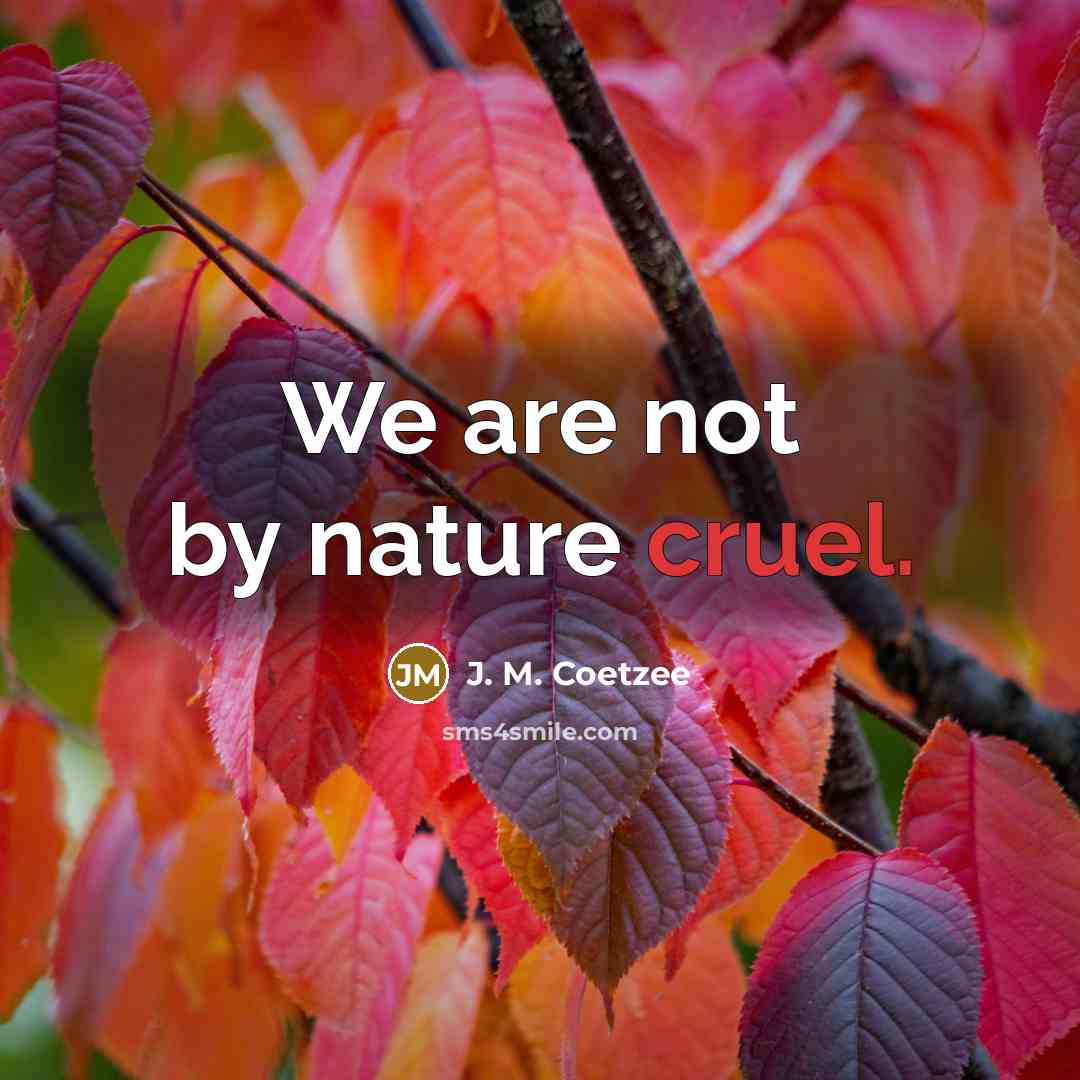 “We are not by nature cruel.” quote by J. M. Coetzee