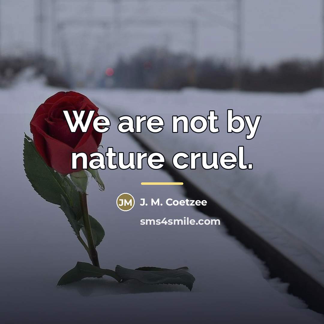 “We are not by nature cruel.…” quote by J. M. Coetzee