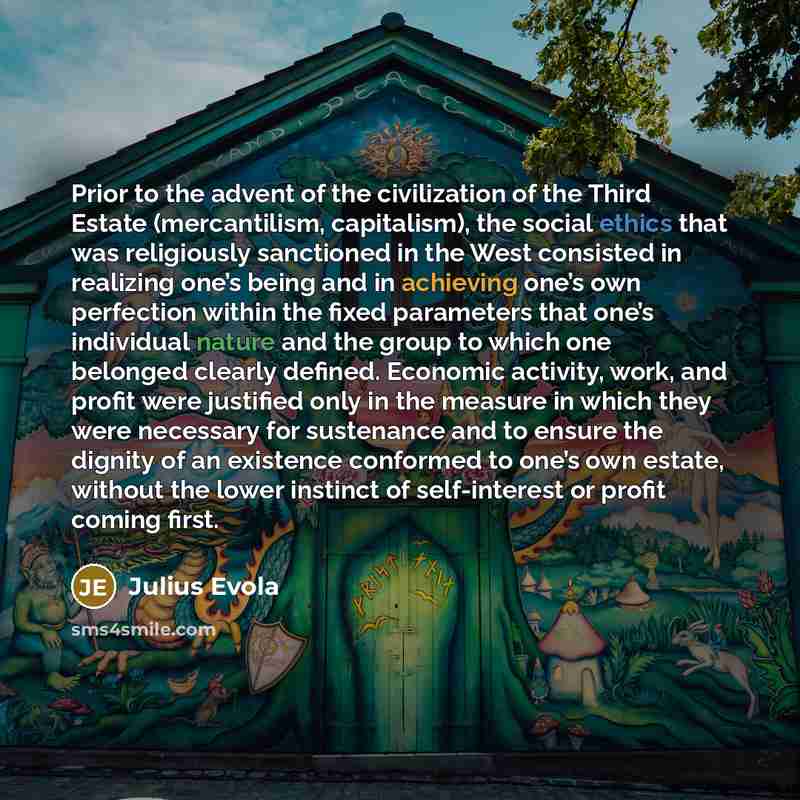 “Prior to the advent of the civilization of the Third…” quote by Julius Evola