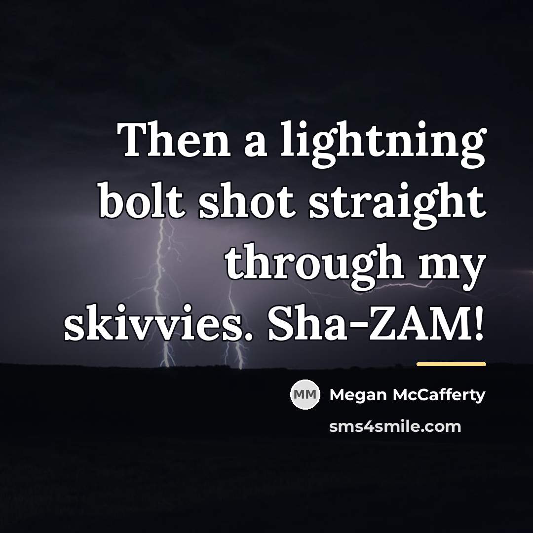 “Then a lightning bolt shot straight through my skivvies. Sha-ZAM!…” quote by Megan McCafferty