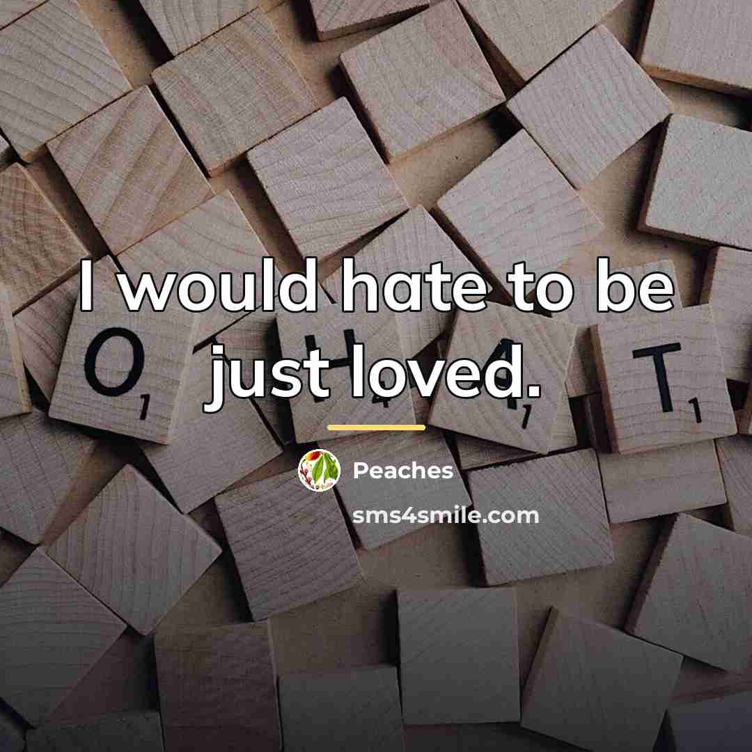 “I would hate to be just loved.…” quote by Peaches