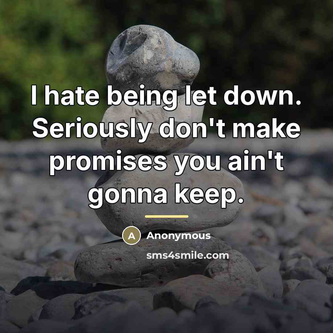 “I hate being let down. Seriously don't make promises you…” quote by Anonymous