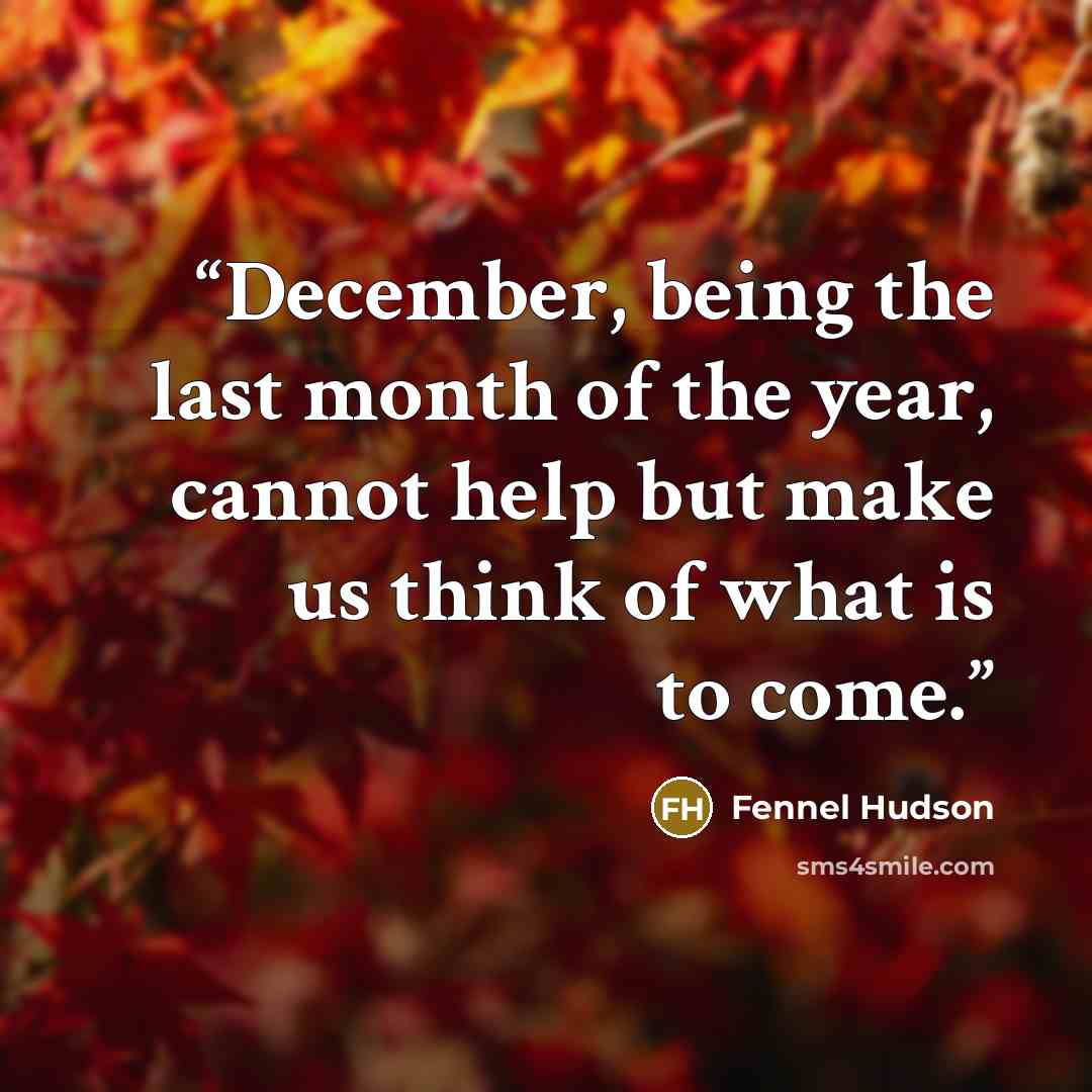 “December, being the last month of the year, cannot help but make us think of what is to come.” quote by Fennel Hudson
