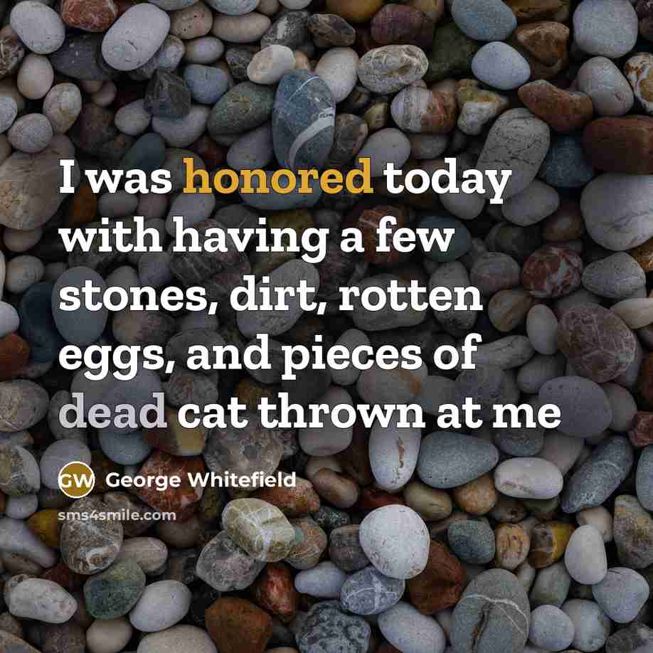 “I was honored today with having a few stones, dirt,…” quote by George Whitefield
