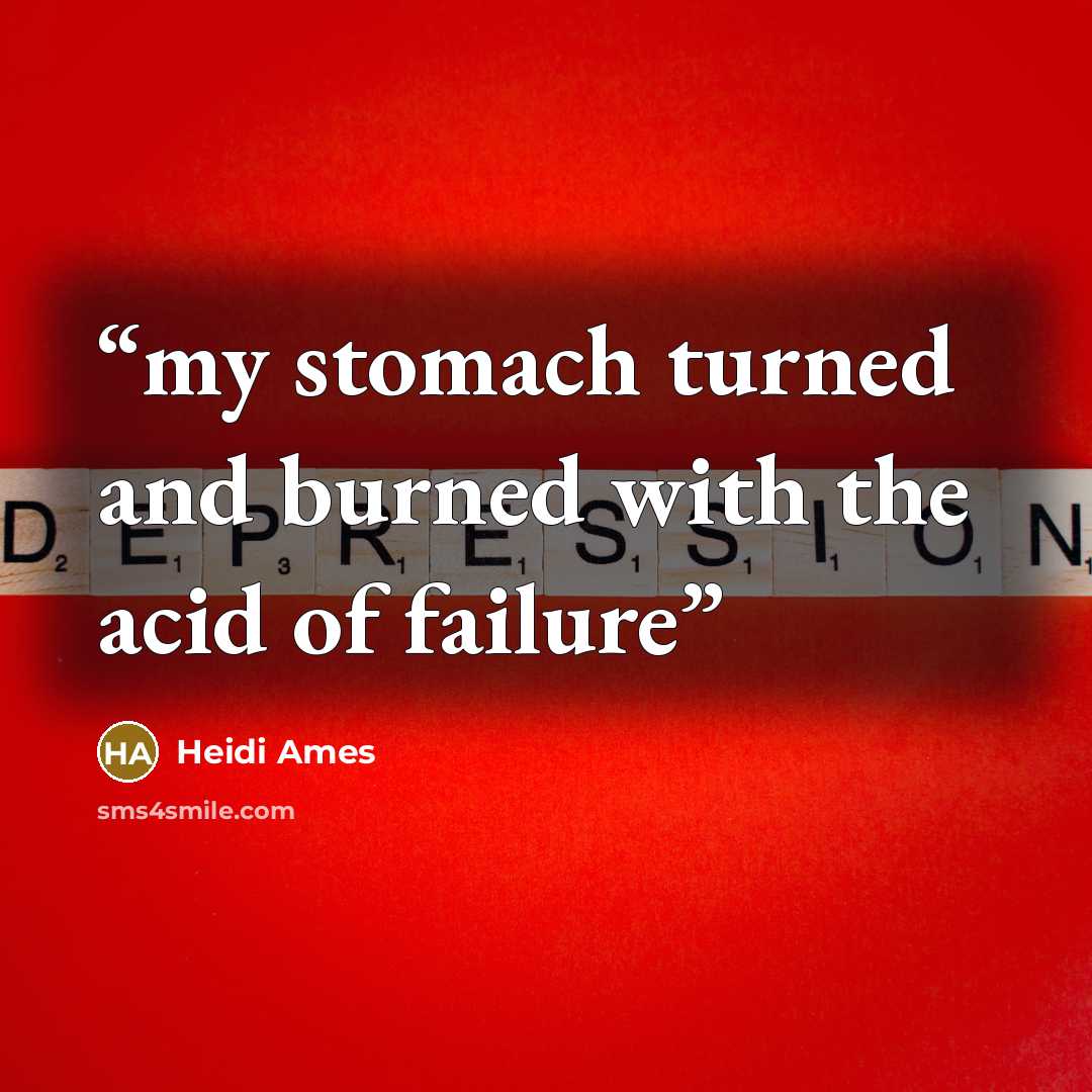 “my stomach turned and burned with the acid of failure” quote by Heidi Ames