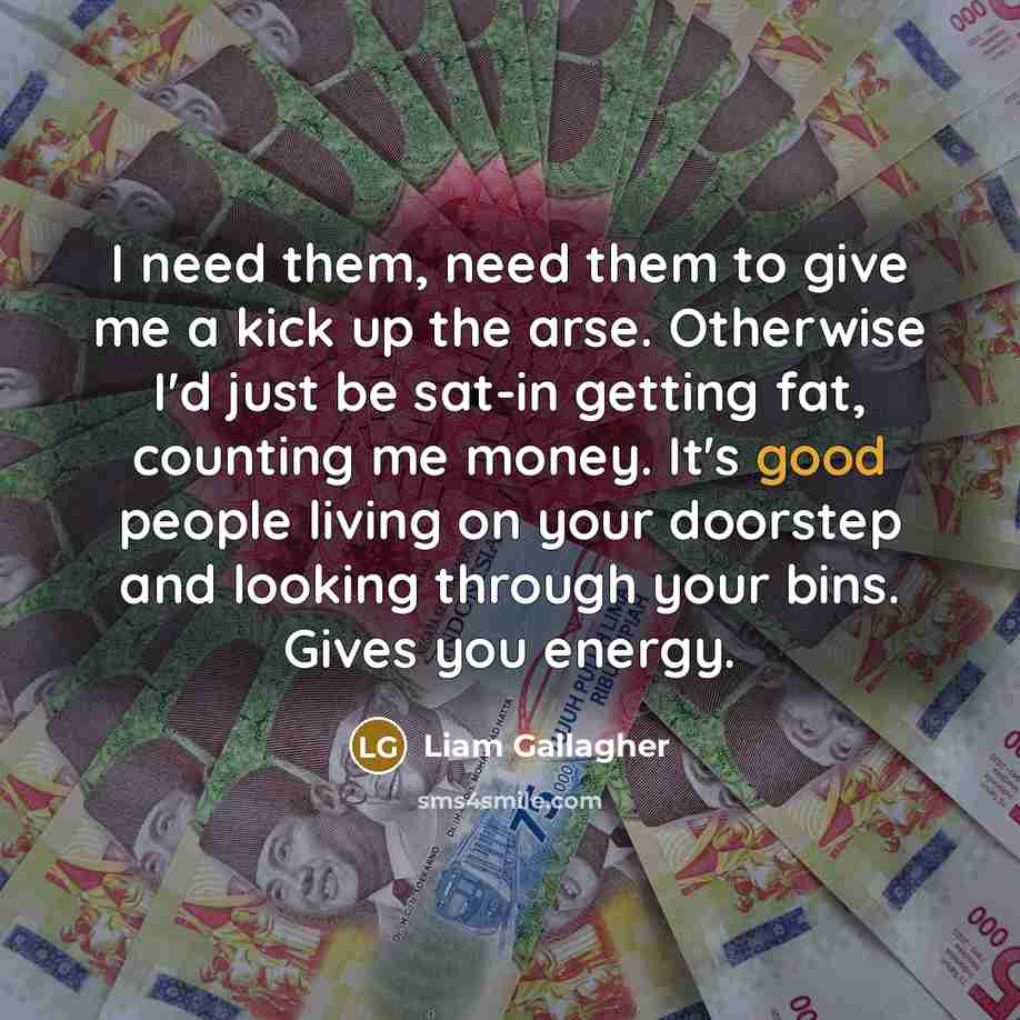“I need them, need them to give me a kick…” quote by Liam Gallagher