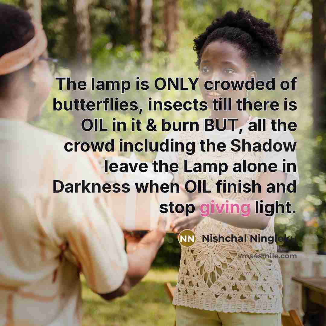 “The lamp is ONLY crowded of butterflies, insects till there…” quote by Nishchal Ningleku