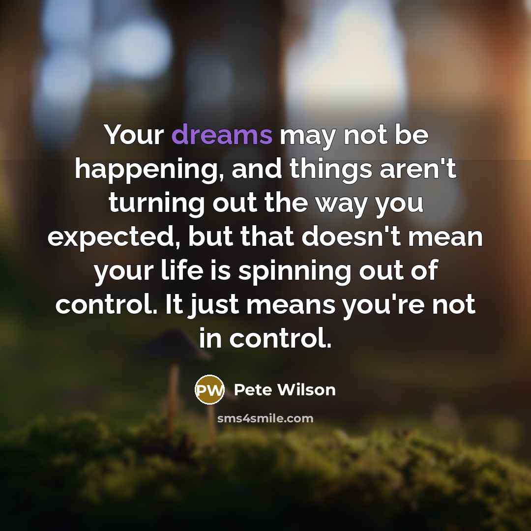 “Your dreams may not be happening, and things aren't turning…” quote by Pete Wilson