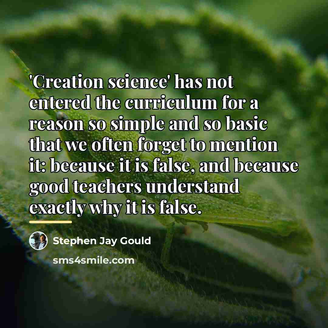 “'Creation science' has not entered the curriculum for a reason…” quote by Stephen Jay Gould