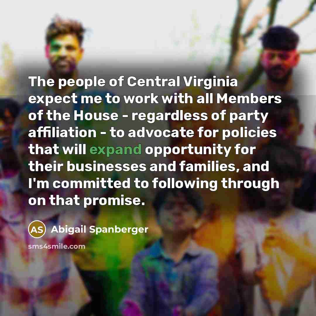 “The people of Central Virginia expect me to work with…” quote by Abigail Spanberger