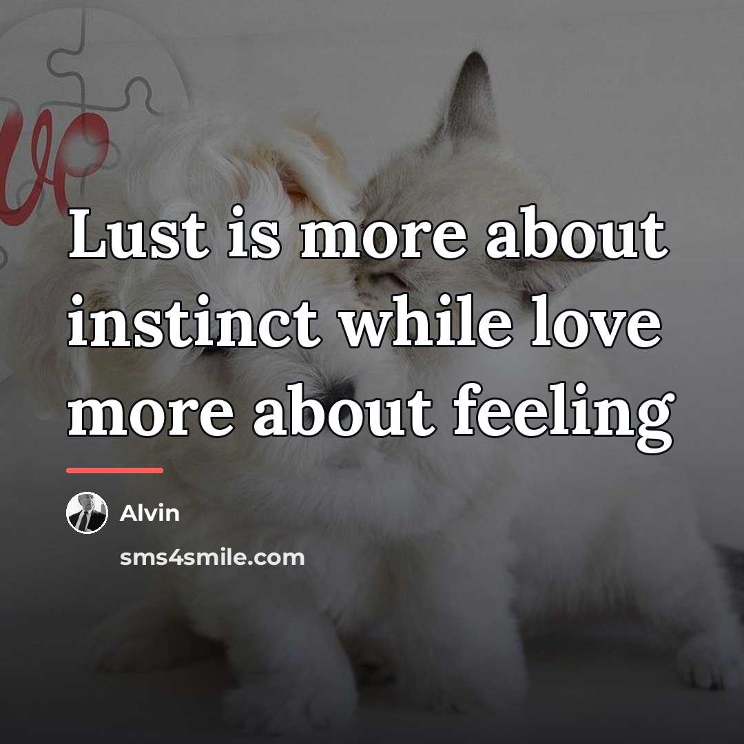 “Lust is more about instinct while love more about feeling…” quote by Alvin