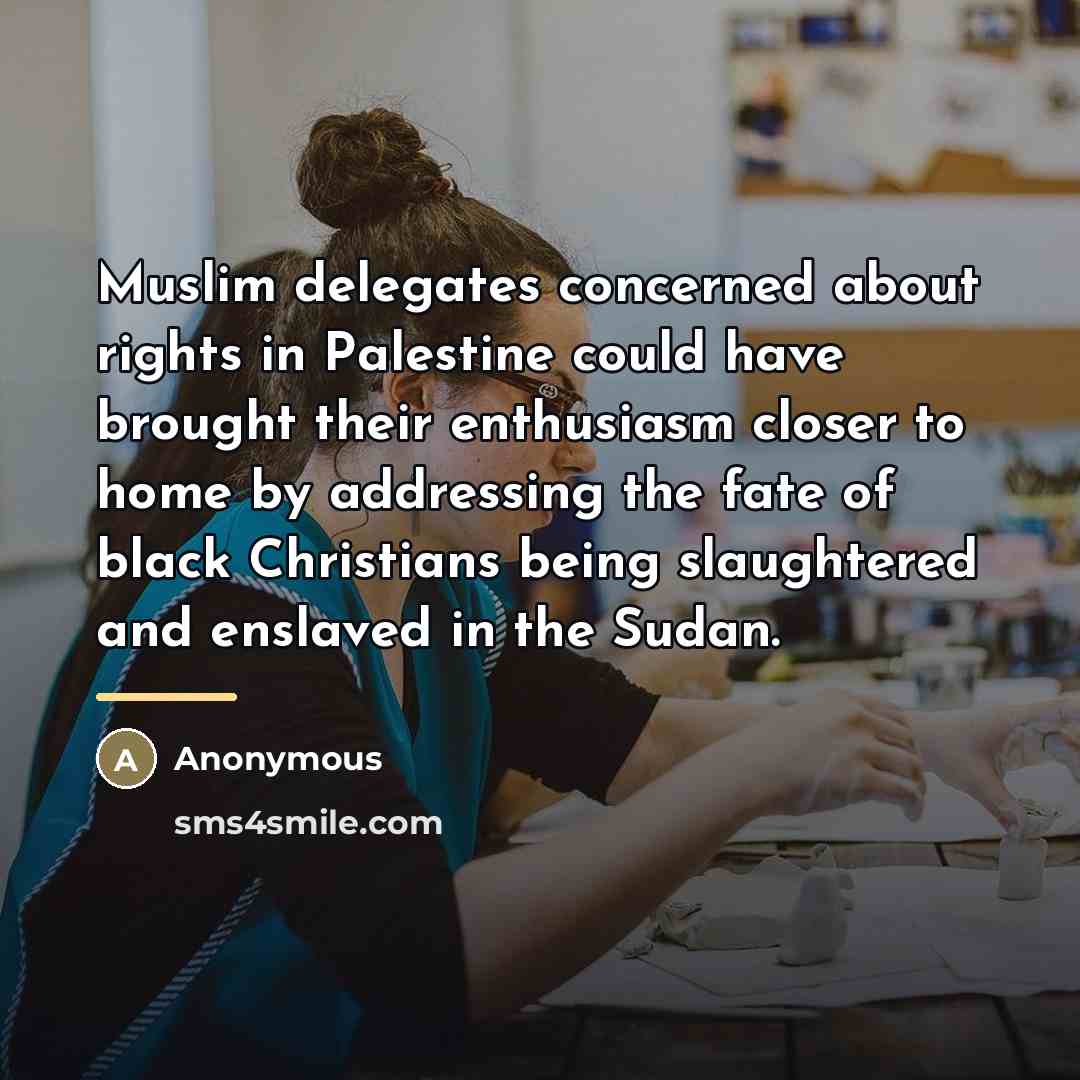 “Muslim delegates concerned about rights in Palestine could have brought…” quote by Anonymous
