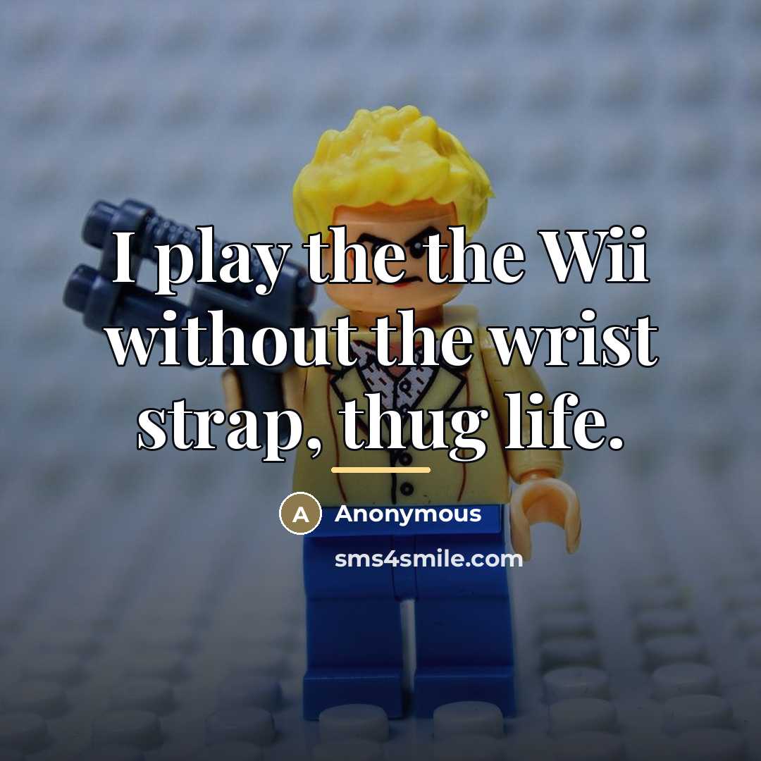 “I play the the Wii without the wrist strap, thug…” quote by Anonymous