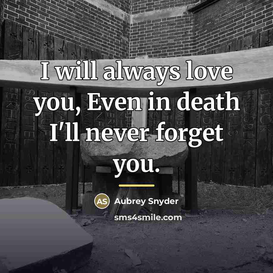 “I will always love you, Even in death I'll never…” quote by Aubrey Snyder