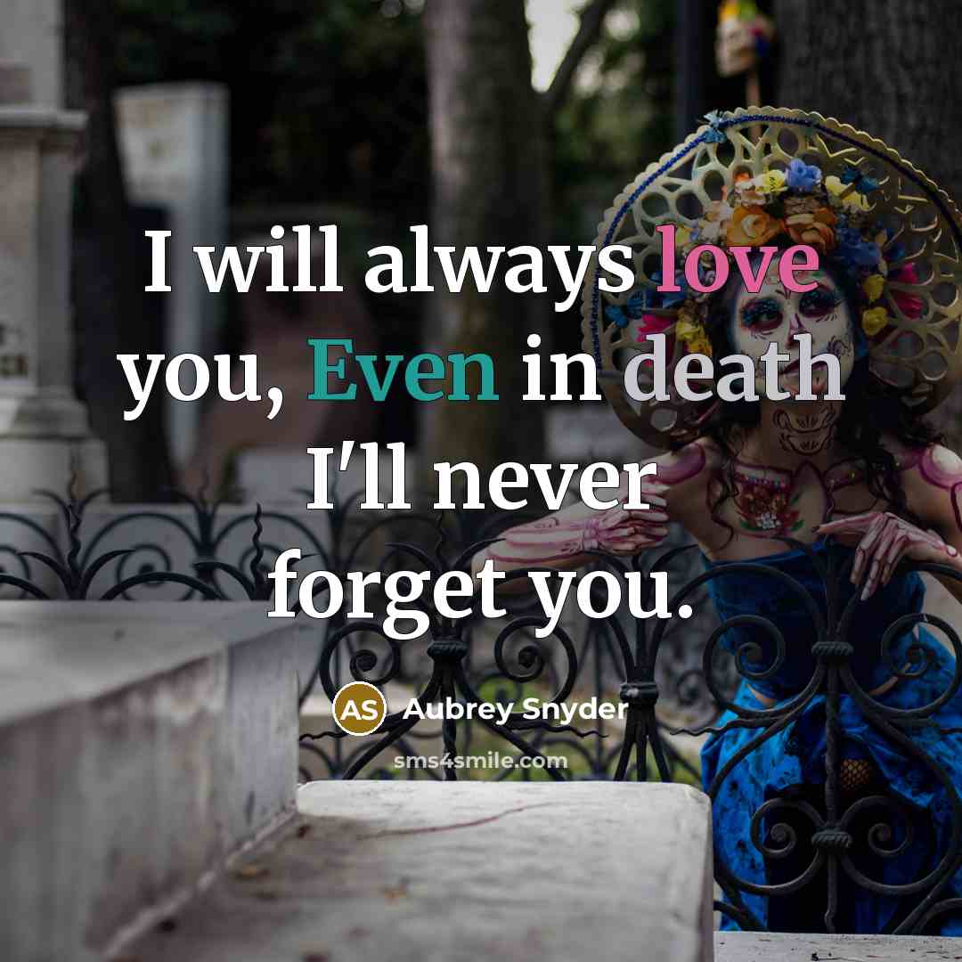 “I will always love you, Even in death I'll never forget you.” quote by Aubrey Snyder