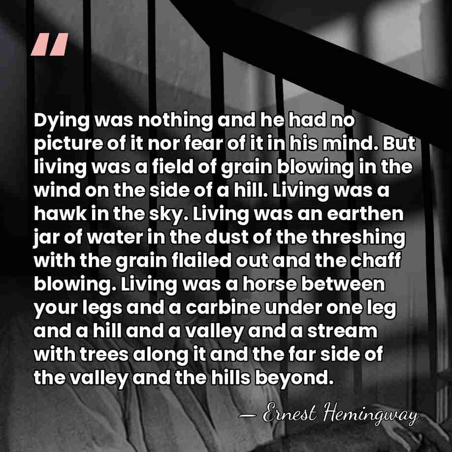 Dying was nothing and he had no picture of it nor fear&hellip; - Ernest Hemingway