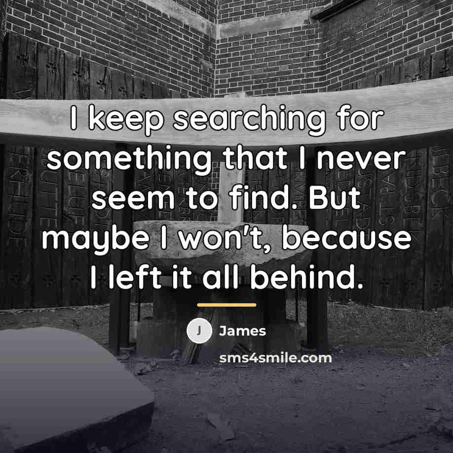 “I keep searching for something that I never seem to…” quote by James