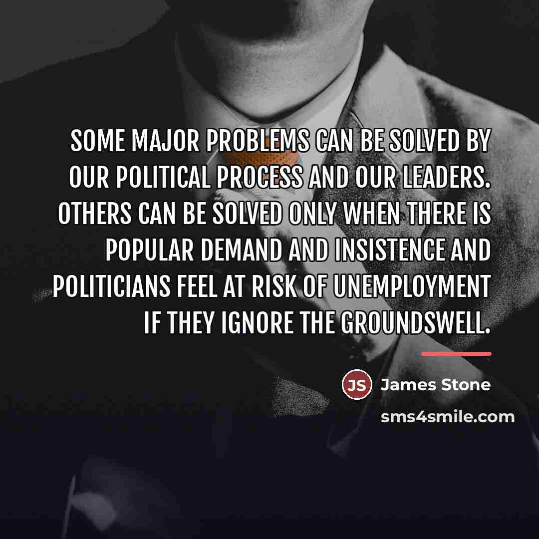 “Some major problems can be solved by our political process…” quote by James Stone