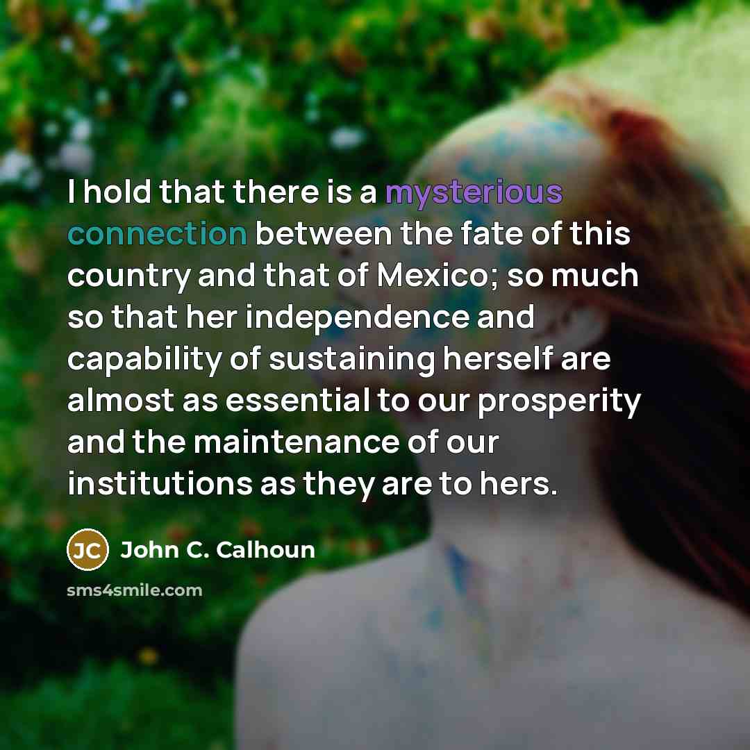 “I hold that there is a mysterious connection between the…” quote by John C. Calhoun