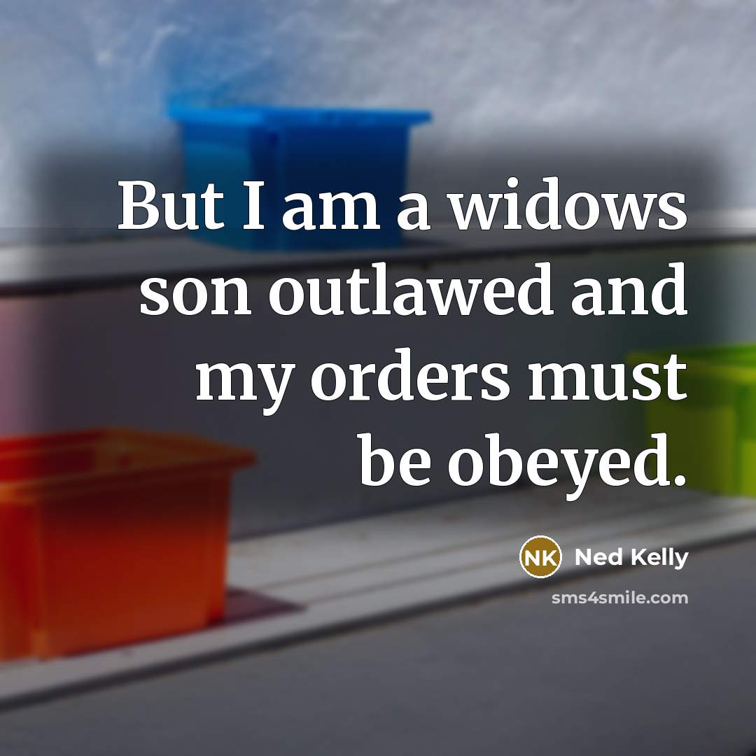 “But I am a widows son outlawed and my orders…” quote by Ned Kelly