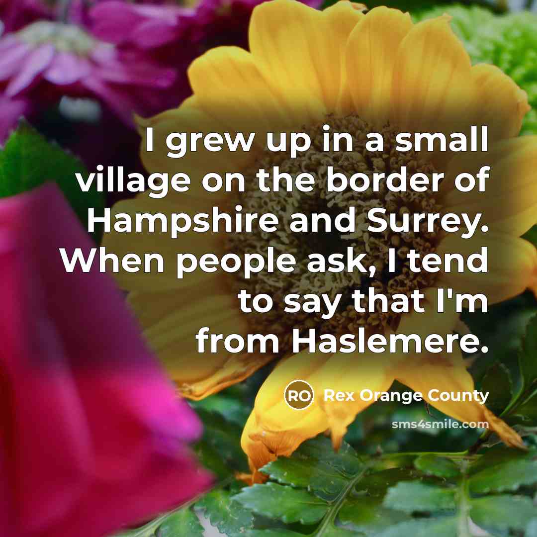 “I grew up in a small village on the border…” quote by Rex Orange County
