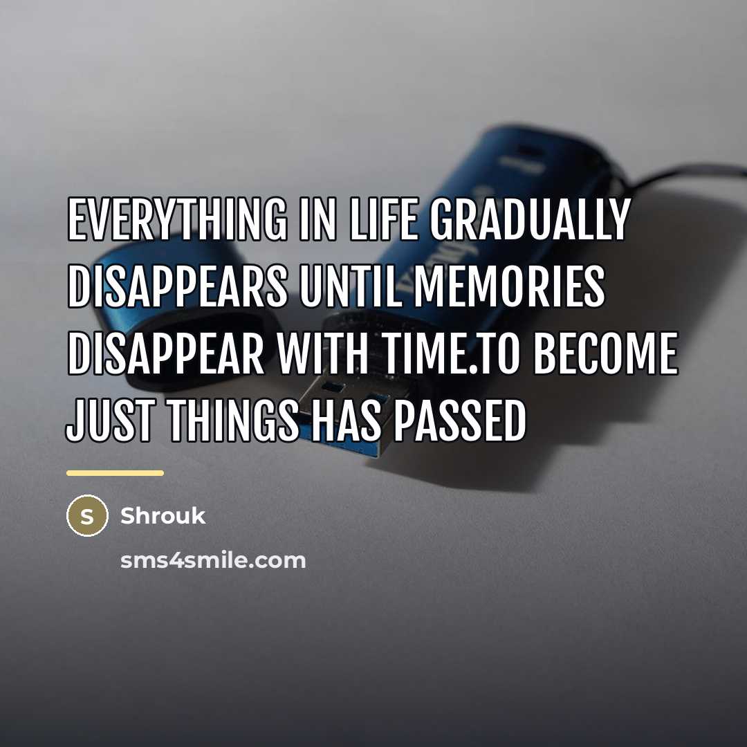 “Everything in life gradually disappears until memories disappear with time.to…” quote by Shrouk