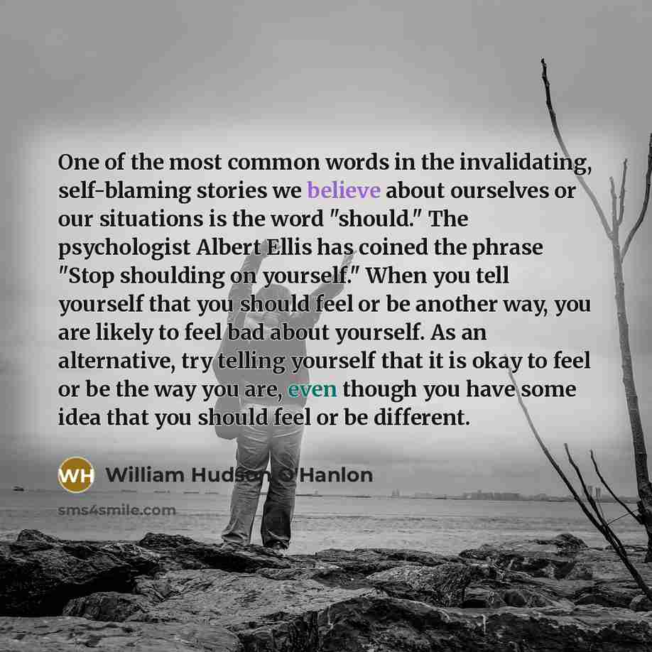 “One of the most common words in the invalidating, self-blaming…” quote by William Hudson O'Hanlon