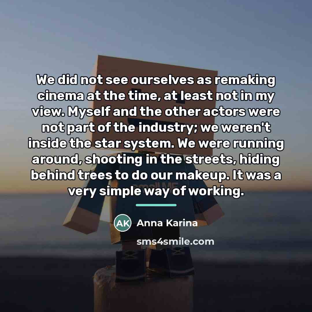 “We did not see ourselves as remaking cinema at the…” quote by Anna Karina
