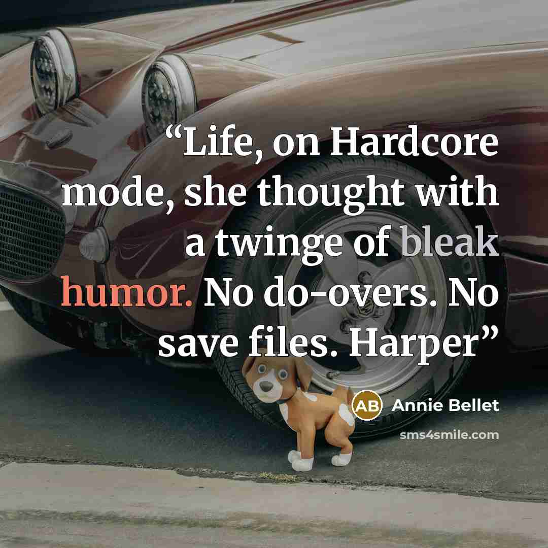 “Life, on Hardcore mode, she thought with a twinge of bleak humor. No do-overs. No save files. Harper” quote by Annie Bellet