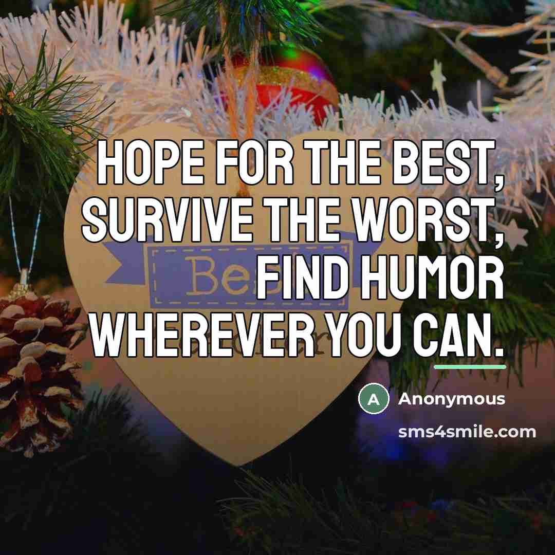 “Hope for the best, survive the worst, find humor wherever…” quote by Anonymous