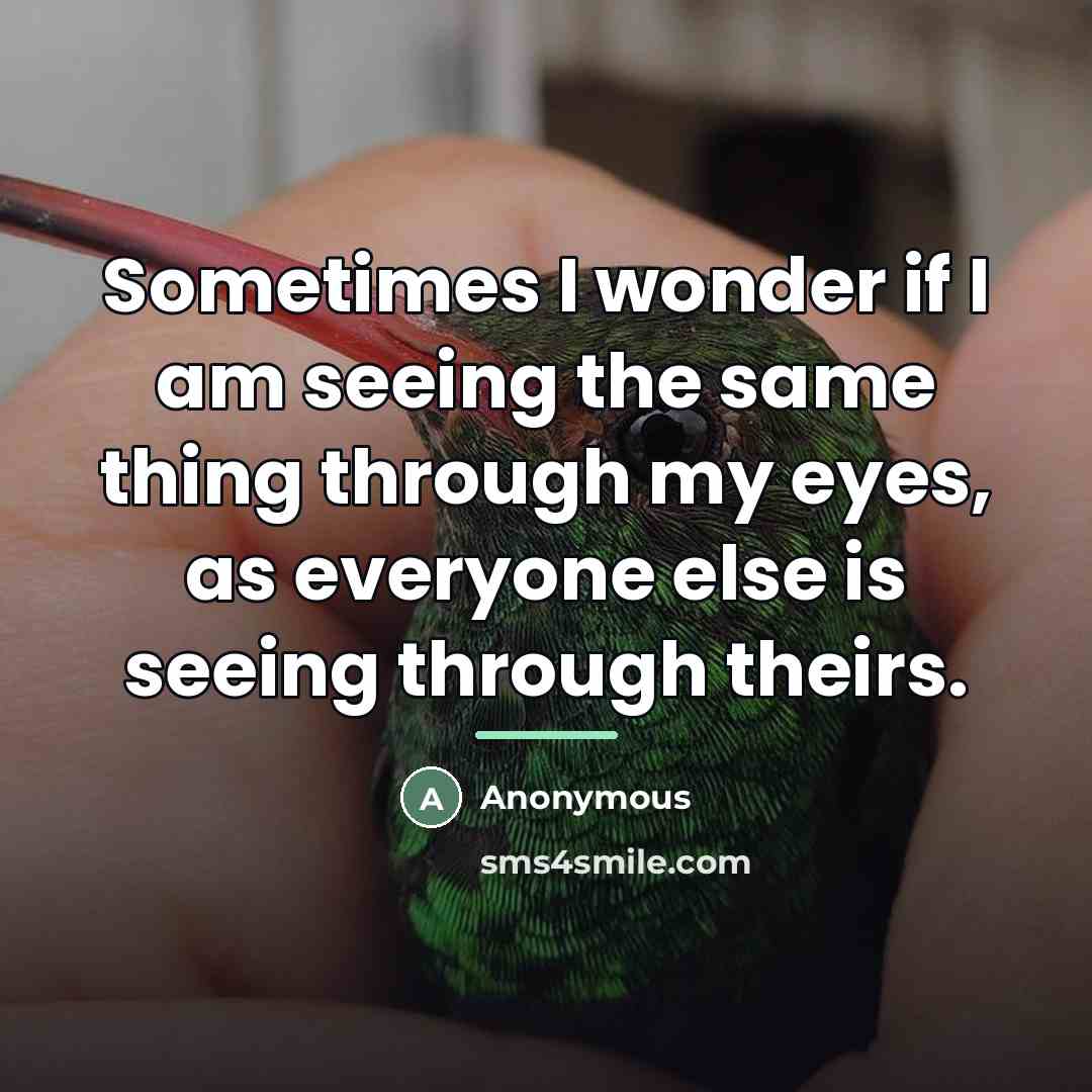 “Sometimes I wonder if I am seeing the same thing…” quote by Anonymous