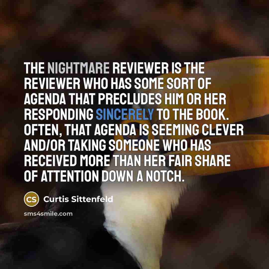 “The nightmare reviewer is the reviewer who has some sort…” quote by Curtis Sittenfeld