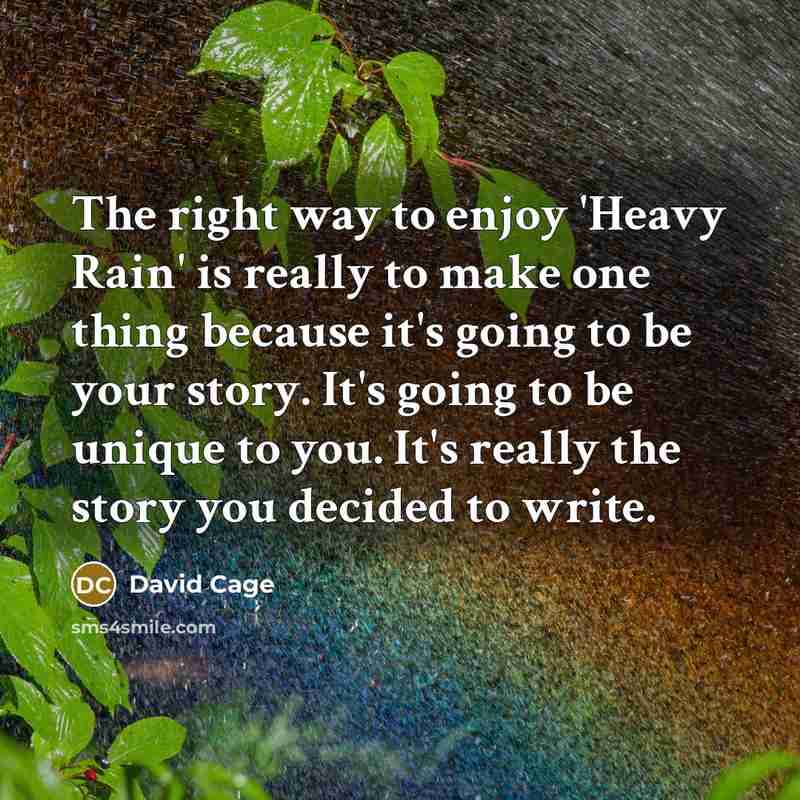 “The right way to enjoy 'Heavy Rain' is really to…” quote by David Cage