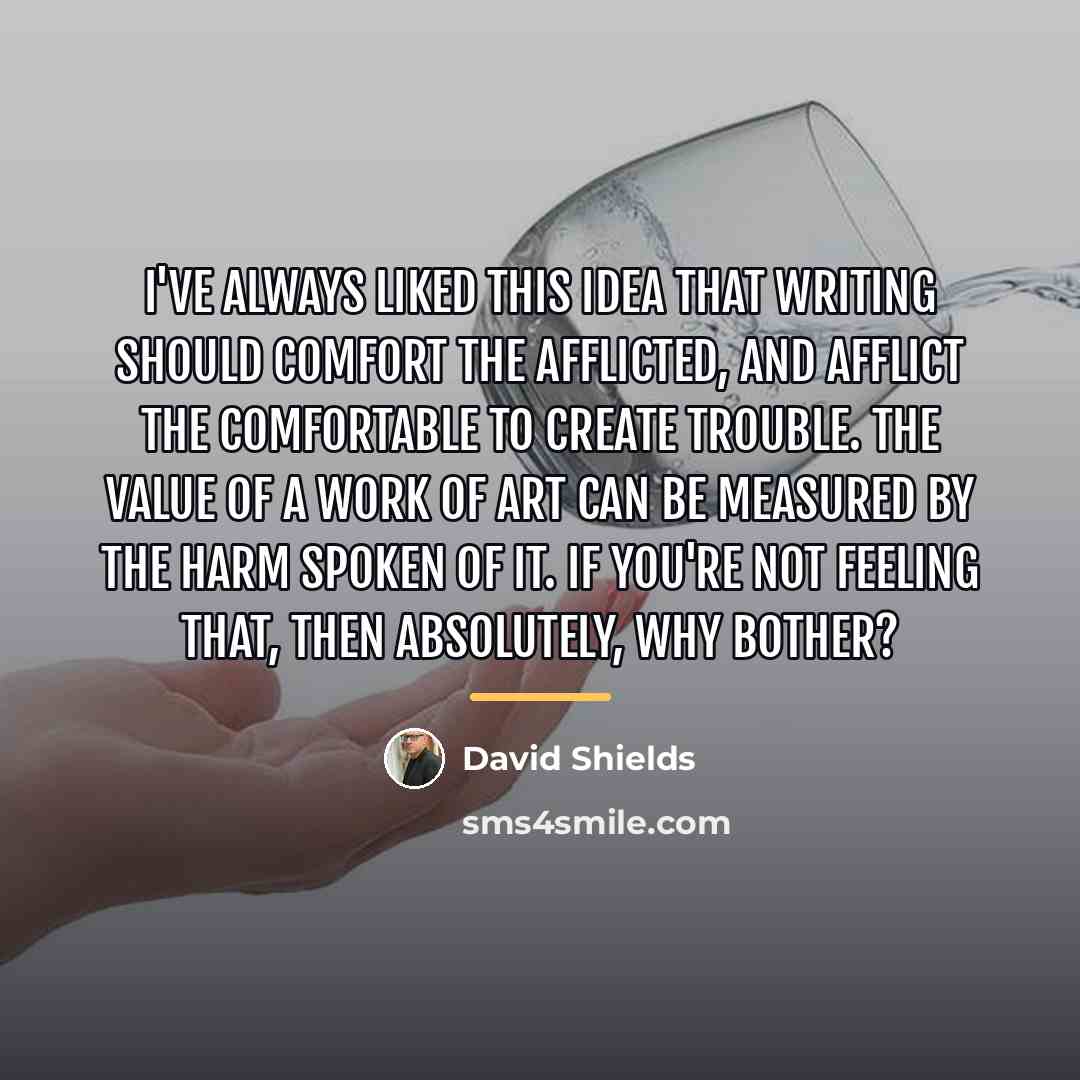 “I've always liked this idea that writing should comfort the…” quote by David Shields